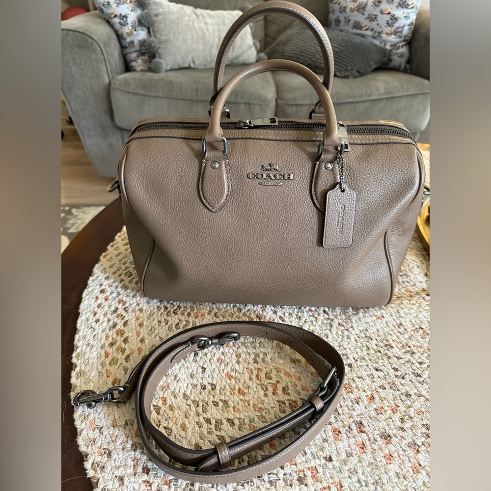 Coach Rowan Large‎ Satchel in Dark Stone *free wristlet*!
